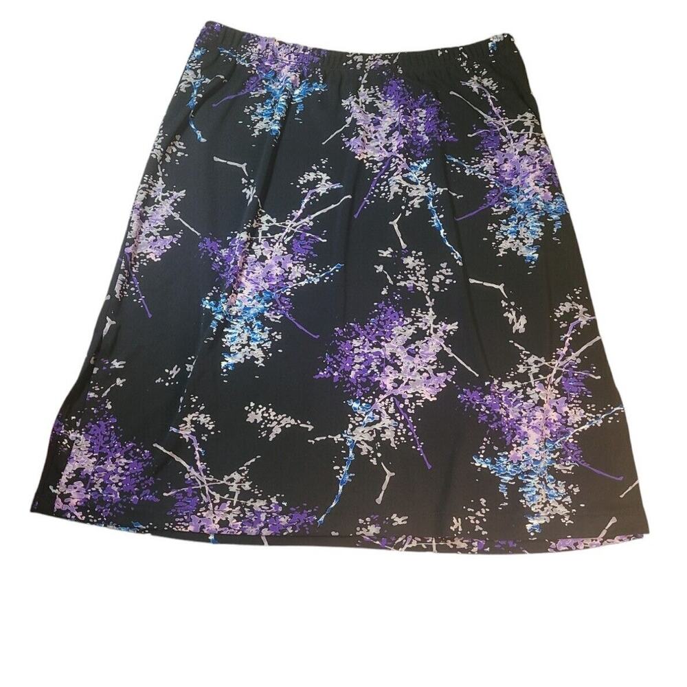 BCBG Floral Skirt 1X Soft Goth Romantic Cottagecore USA Made Dark Festival